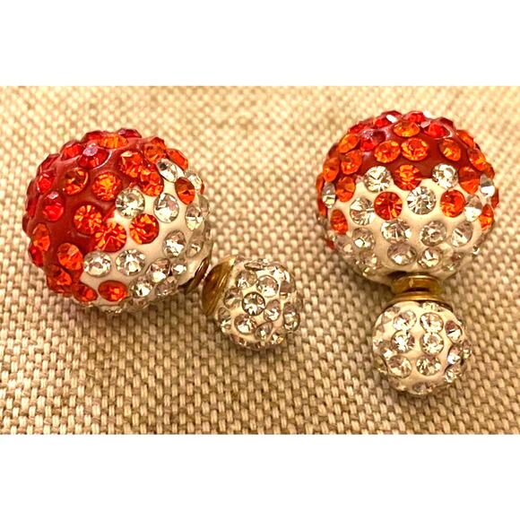 Red crystal Double Sided Earrings - Picture 1 of 4